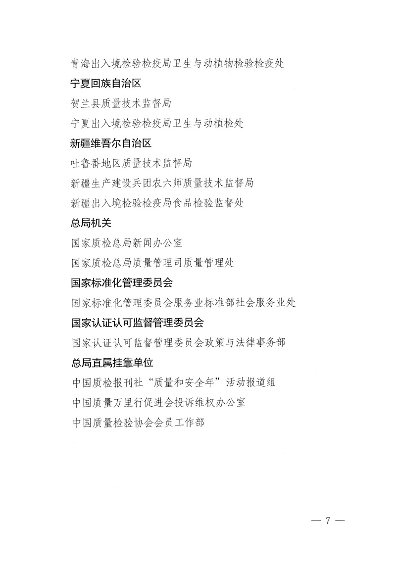 國家質(zhì)量監(jiān)督檢驗(yàn)檢疫總局《關(guān)于表彰全國質(zhì)檢系統(tǒng)&ldquo;質(zhì)量和安全年&rdquo;活動(dòng)先進(jìn)單位和先進(jìn)個(gè)人的決定》